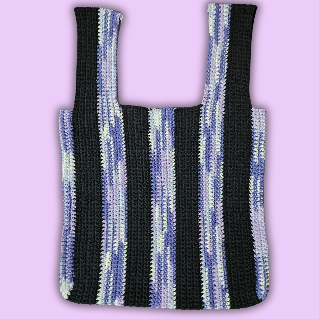 Crochet Striped Bag - Purple Haze & Black