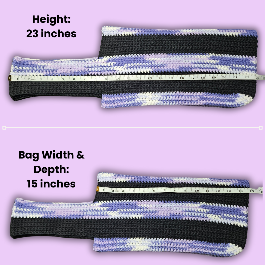 Crochet Striped Bag - Purple Haze & Black