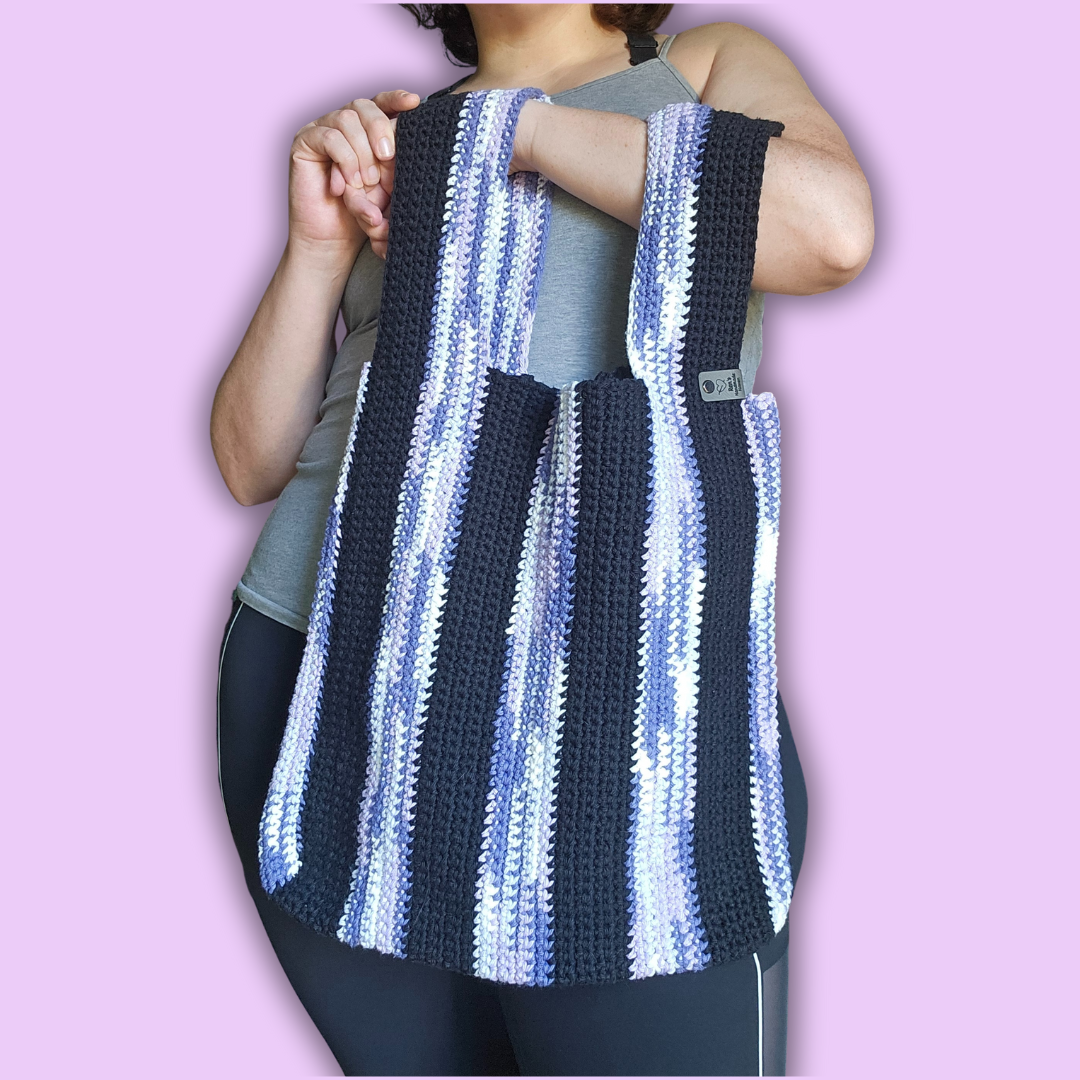 Crochet Striped Bag - Purple Haze & Black
