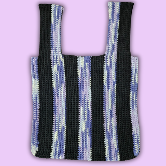 Crochet Striped Bag - Purple Haze & Black
